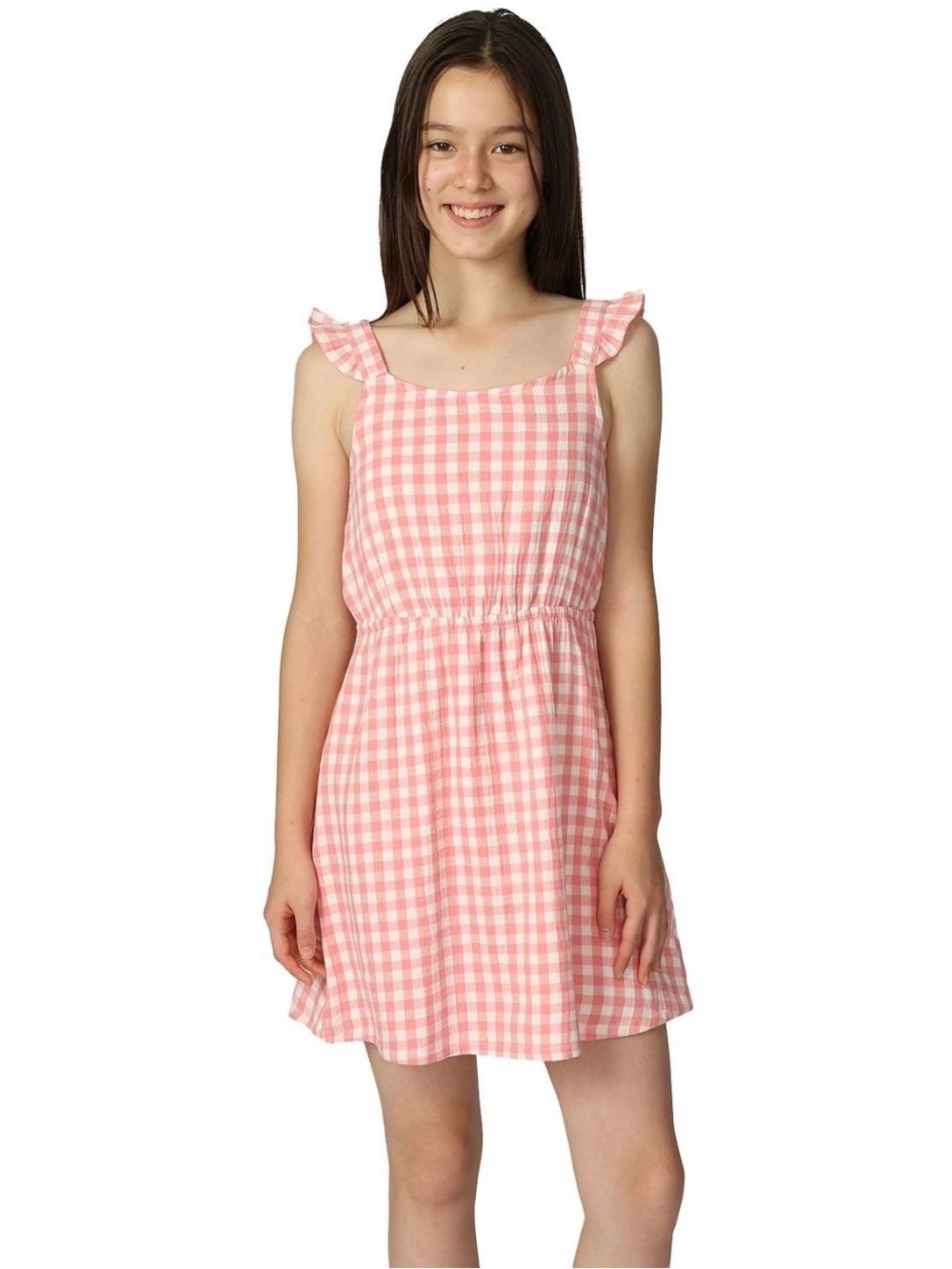 Gap Kids Girls XS 4/5 Pink Gingham Ruffle Sundress Bow Preppy NWT